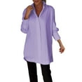 thumbnail image 2 of Tittly Button Down Shirts Blouses for Women Womens Button Down Shirts For Women Long Sleeve Dress Shirt Collared Blouse Tops Tunics Tshirts Shirts Long Sleeve Shirts for Women Purple 5XL, 2 of 4