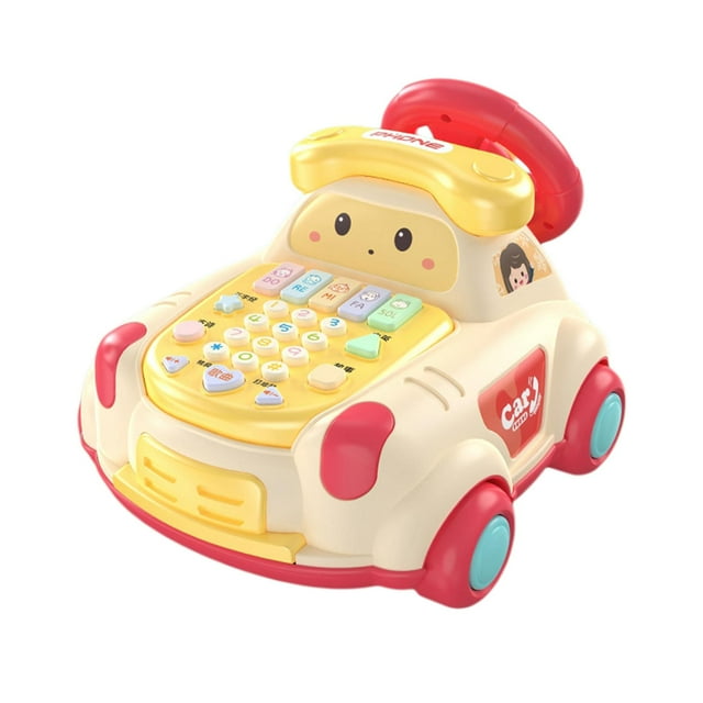 Children Phone Toy, Baby Telephone Toy, Hand Eye Coordination, Music Light Phone Toy, Multifunctional Kids Musical Telephone Toys Car for Activity Red