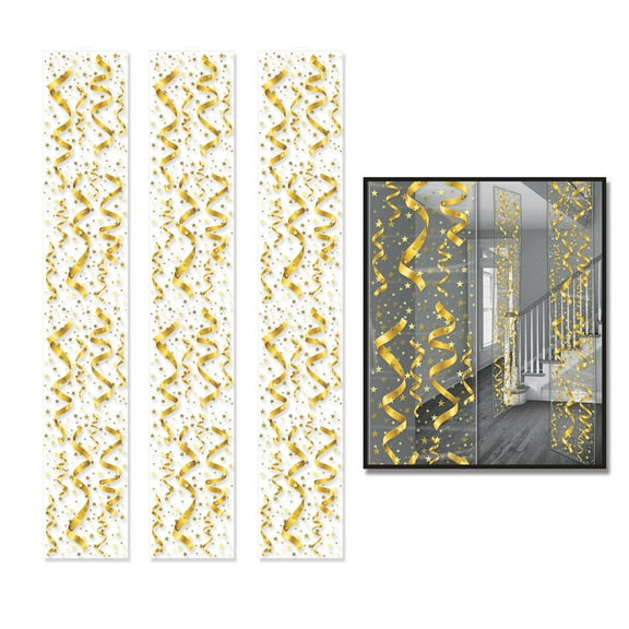 Beistle Club Pack of 36 Gold Decorations Serps and Confetti Hanging Party Panels 15"