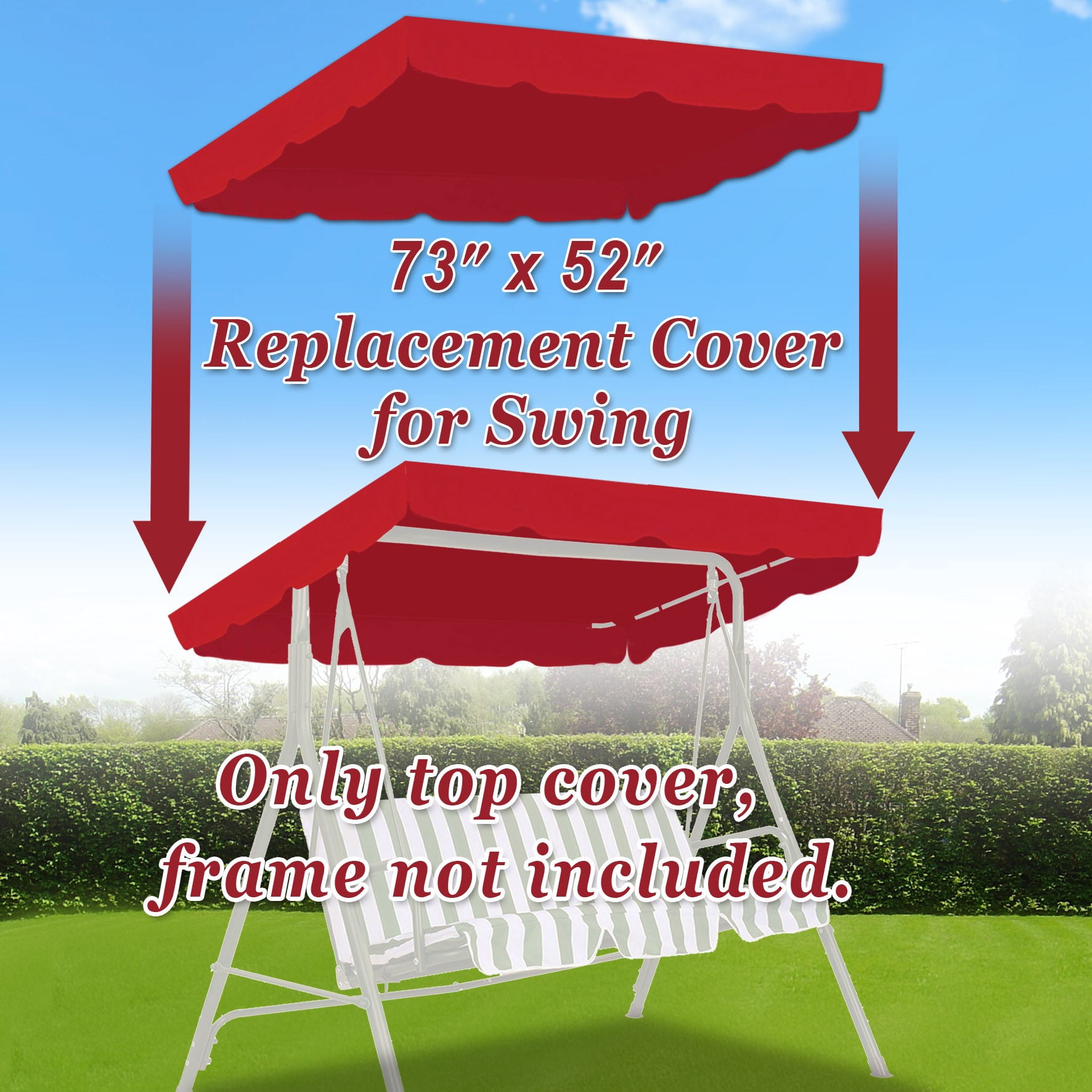 SOLAXO 73"x52" Patio Swing Canopy Replacement Top Outdoor Seater Porch Swing Canopy Cover, Cover ONLY, Burgundy