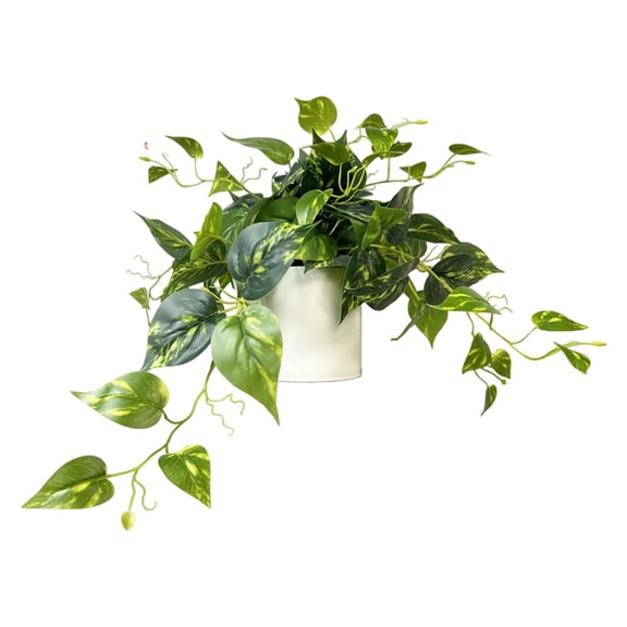 Artificial Pothos Plants with Pots, Realistic Hanging Plants in Plastic Pots, Indoor and Outdoor Decor for Home, Shelves, Bathrooms, Kitchens, and Desktop Floral Arrangements