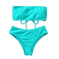 thumbnail image 2 of Sonducket Traje de baño dividido para mujer Bustier sin tirantes Acolchado Poliéster Ajustable Traje de baño Vacaciones Viajes Fiesta Ropa de playa Cian Type2 NO2 Sonducket OD021066-18, 2 of 6