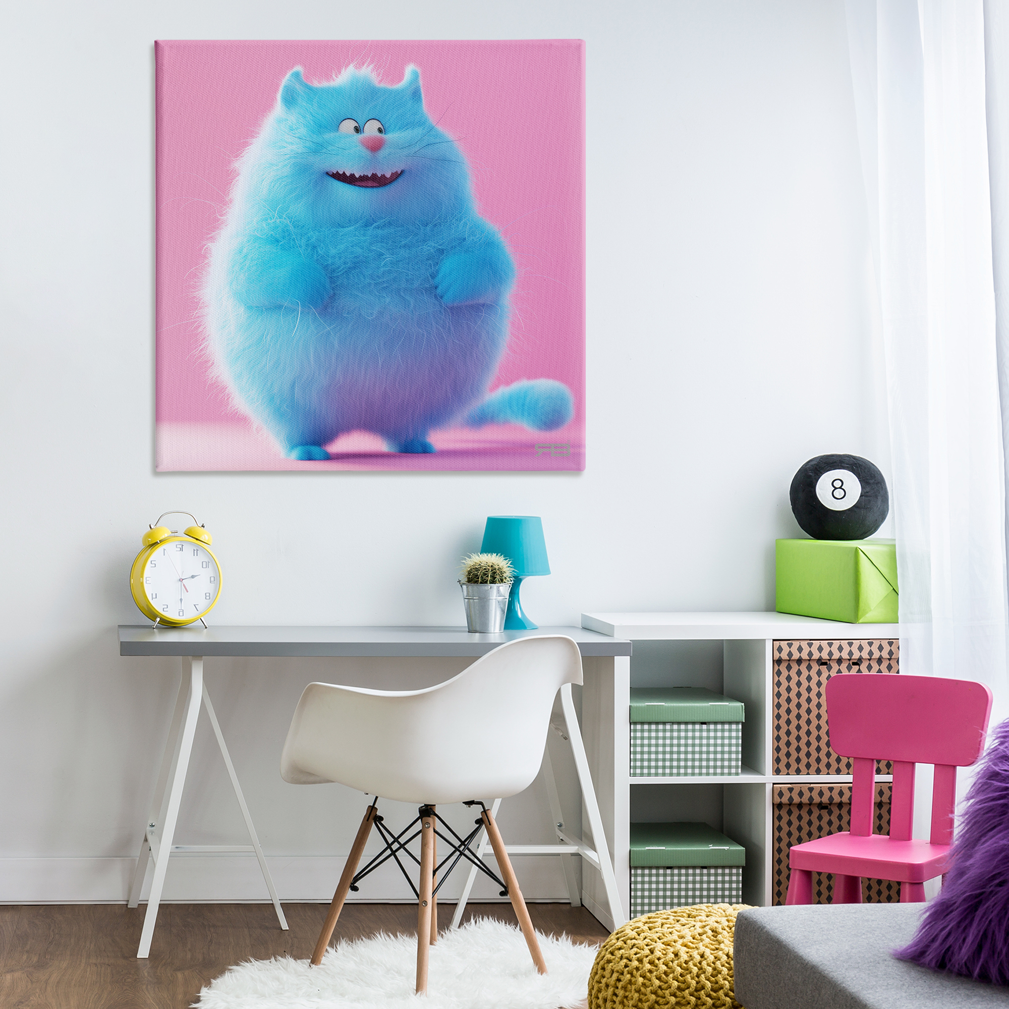 Stupell Industries Funny Blue Cat Animals Painting Wrapped Canvas Art Print Wall Art, 36 x 36