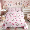 thumbnail image 2 of Meiyoeat Cute Baseball Queen Comforter Set 3 Pieces, Pink Bow Print Comforter Sets Queen for Bedroom,Pink Reversible, 2 of 6