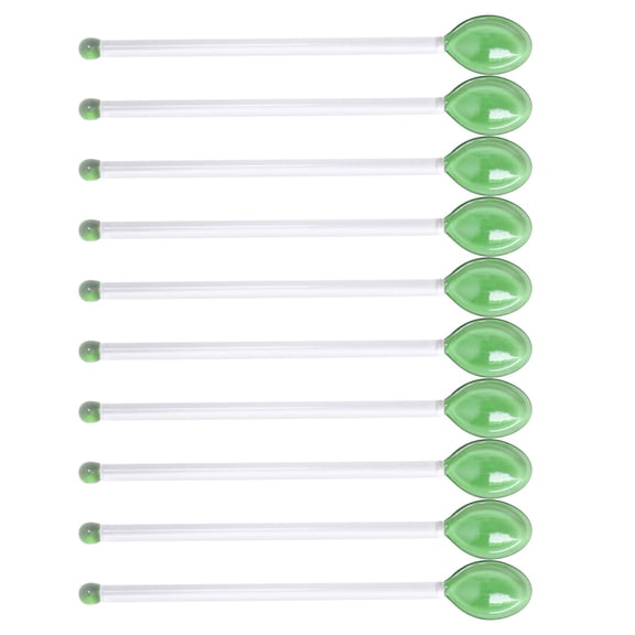 Fancyes 10 Pieces Teaspoons Glass Stirring Spoons Mixing Rod Glass Latte Spoons for Latte Ice Cream Hot Drinks Desserts Hot Chocolate Green