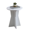 thumbnail image 2 of Kings Brand Furniture Adam Side/End Table – Wooden Round Accent Table with Sculptural Pedestal Base, Modern Small Coffee Table or Nightstand for Living Room or Bedroom (White), 2 of 5