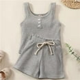 thumbnail image 2 of NIEWTR Girls Vest And Shorts Set Casual Baby Sleeveless Vest Two Piece Set（A33-Grey,18-24 Months), 2 of 7