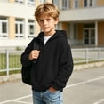 thumbnail image 5 of ZVAVZ Kids Quarter Zip Hoodie Waffle Knit Hooded Sweatshirt Long Sleeve Textured Pullover Hoodies Fashion Casual Back to School Hoody Black 9-10 Years, 5 of 10