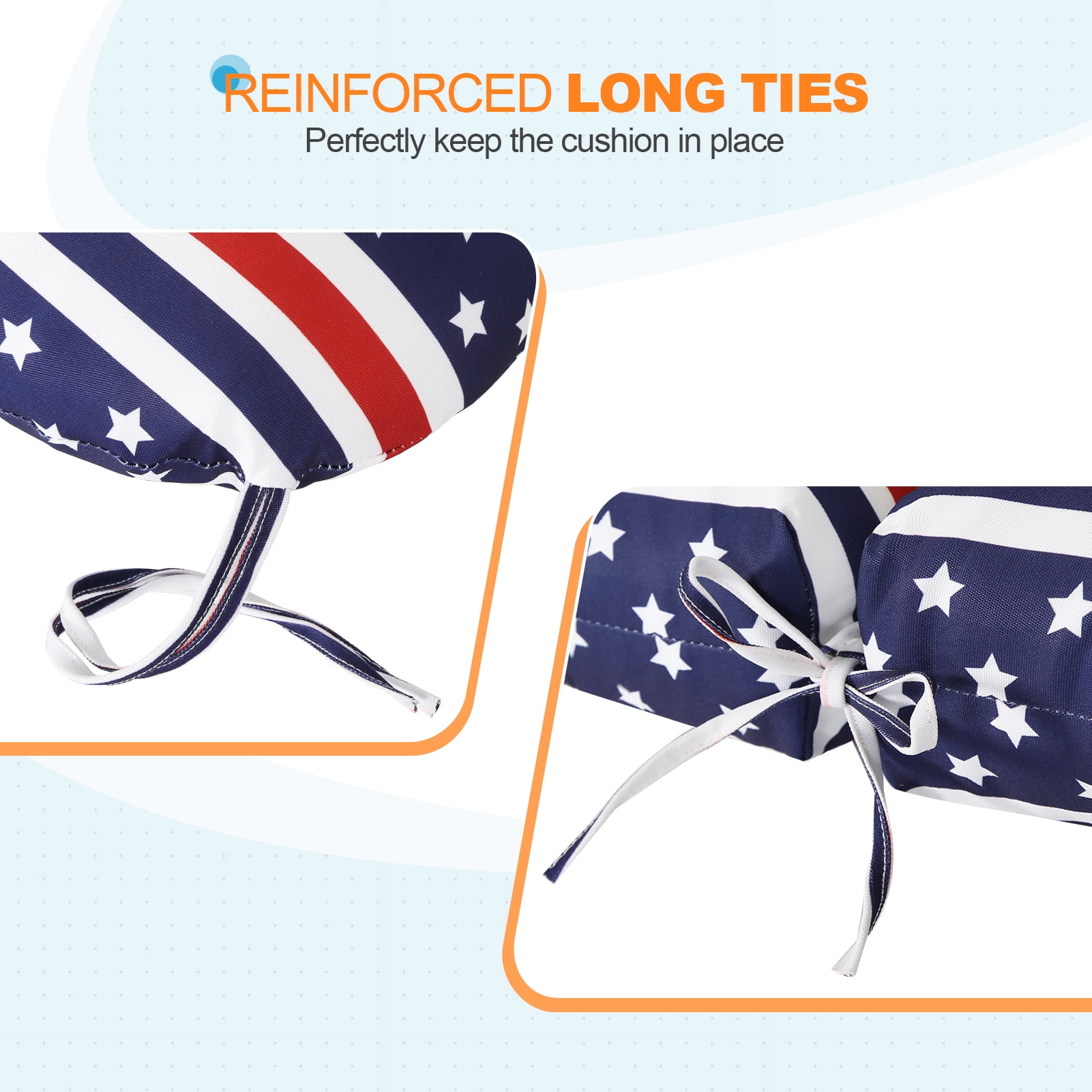 EAGLE PEAK Tufted Outdoor/Indoor Seat/Back Chair Cushion, Set of 2, 42 x 21 in, American Flag
