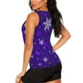 thumbnail image 3 of Haiem Dark Purple Snowflakes Printed Women's Workout Tank Top, Quick-Dry Sleeveless Gym Shirt, Breathable Lightweight Athletic Top for Running, Yoga, and Casual Wear-XX-Large, 3 of 7