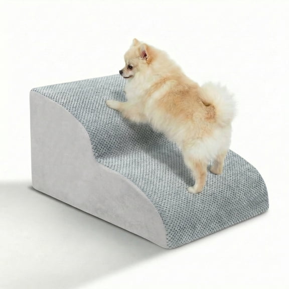 Dog Stairs for Small Dogs, High Density Foam Dog Ramp, Extra Wide Non-Slip Pet Steps for High Beds Or Couch, Soft Foam Doggie Ladder for Dogs Injured, Older Pets, Small Cats, 2 Steps