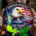 thumbnail image 3 of United States th Anniversary Round Aluminum Sign - Bald Eagle & Patriotic Landmarks Wall Decor, 1pc, 8" Wall Art Metal Sign, For Porch, Garden, Bedroom, Room, Home, Ideal Gifts, Weather, 2D Flat, 3 of 7