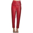 thumbnail image 1 of Pants for Women Cigarette Trousers High Waist Silk Pants Soft Breathable Slim Skinny Pants (Red, 1XL, 1 of 3