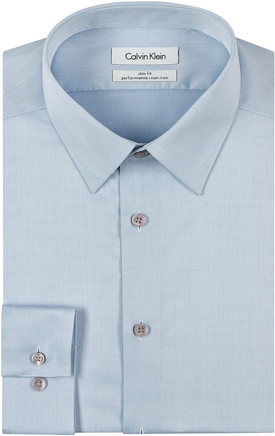 calvin klein men's dress shirt slim fit non iron herringbone