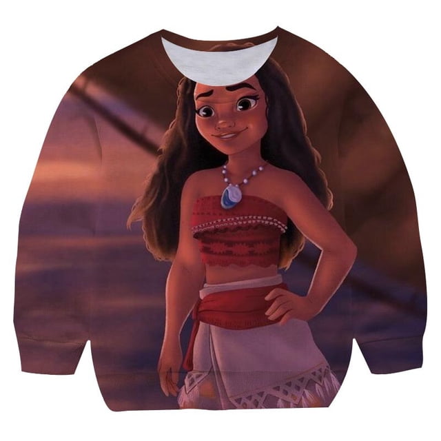 Sudaderas holgadas de princesa de Disney para niñas, jersey de manga larga con estampado de algodón en 3D, Tops para adolescentes, sudaderas con capucha de moda para niños 10T Gao Jinjia LED