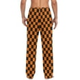 thumbnail image 3 of joogoo Men's Pajama Pants Orange Checkered Grid Pattern Soft Long Sleep Lounge Pjs Bottoms 2XL, 3 of 7