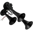 thumbnail image 4 of Air Horn Kit, Super Loud Triple Trumpet Electric Truck Train Car Horn for Any 12V Vehicles Silver, 4 of 5