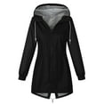 thumbnail image 5 of larppty Long Raincoat for Women Waterproof Drawstring Hooded Jacket Traveling Outdoor Windbreaker Jackets Fall Fashion (Black, 4XL), 5 of 7
