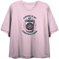 thumbnail image 3 of Coffee Is My Christmas Cheer Women's Pink Crew Neck Short Sleeve Crop Tee-Medium, 3 of 4