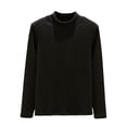 thumbnail image 5 of Sakmal Pajama Tops Women Long Sleeve Pullover Sleepwear Black Crew Neck Sleepwear for Women L, 5 of 5