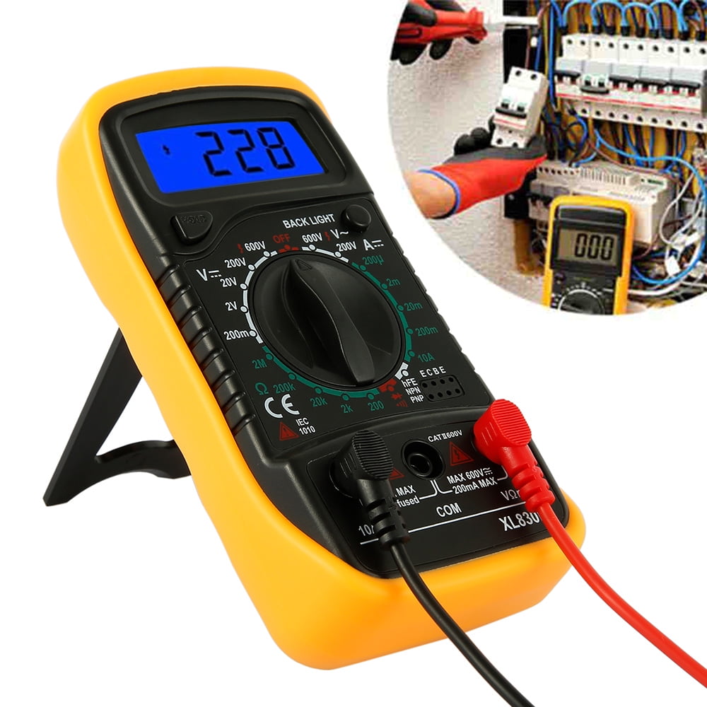 Digital Voltmeter Ammeter Ohmmeter Multimeter Volt AC DC Tester Meter with Prob 