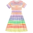 thumbnail image 7 of NAISIBABY Girls Fit Flare Dress, A-Line Tie-Dye Short Sleeve Summer Sweet Midi Dress Multicolor 5-6T, 7 of 7