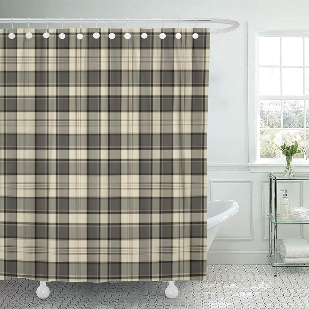 PKNMT Black Flannel Plaid Pattern Tan Masculine Cream Country Tartan
