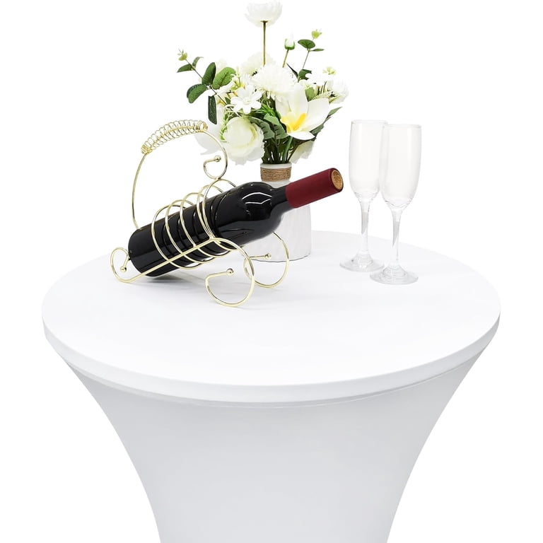 2 Pack Cocktail Table Covers With Skirt – Spandex Stretch Round Tablecloth, 24x43 Inch