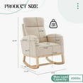 thumbnail image 2 of Ourlova Wingback Upholstered Rocking Chair with Side Pockets, Tall Back Accent Rocker Chair with Rubber Wood Legs for Living Room, Bedroom, 2 of 7