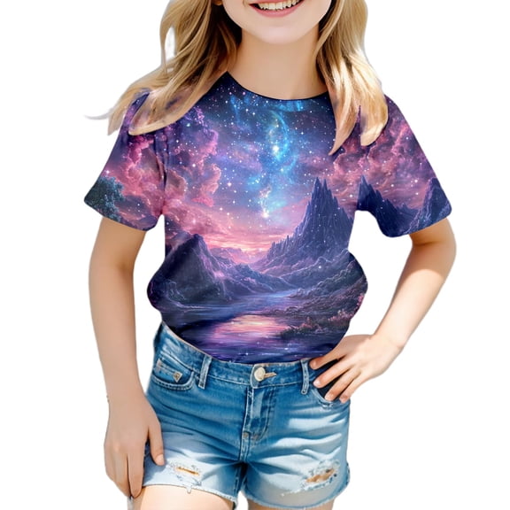 ibiyuan Girls Tshirt Funny Short Sleeve Girls Tops Size 6 School Shirt Girls Crewneck Cute Graphic Basic Tees Comfort Girl Summer Clothes,6-7 Years