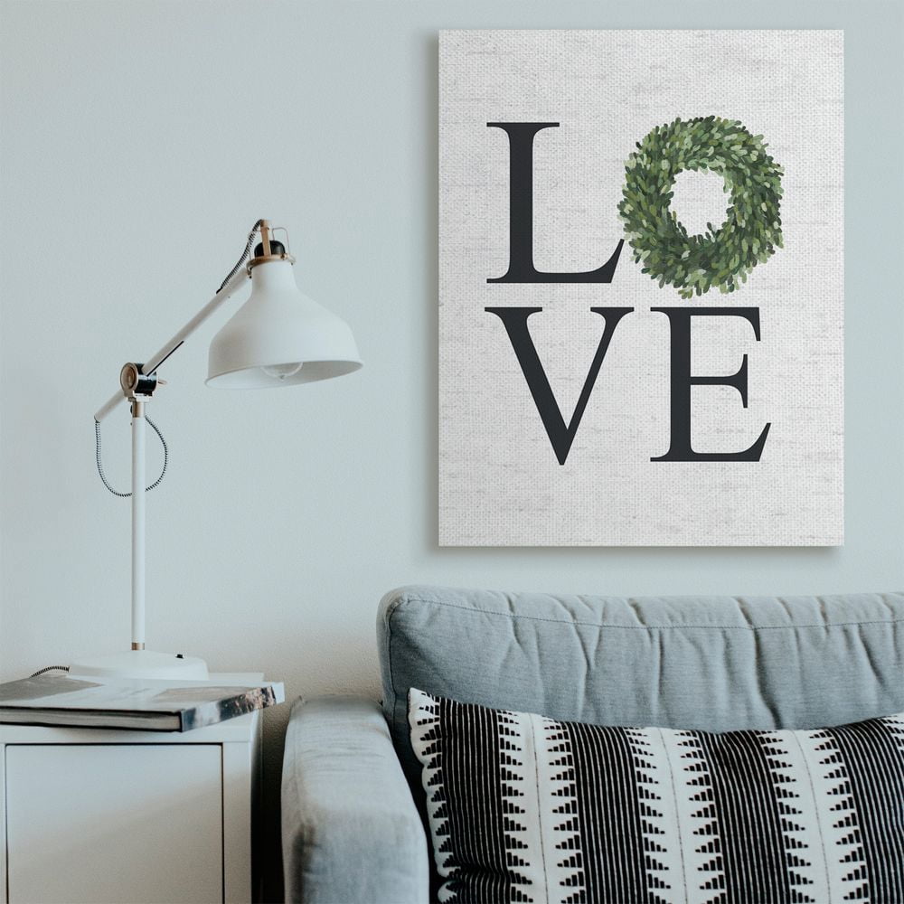 Stupell Industries Love Text with Country Wreath Typography Design Designed by Lettered and Lined