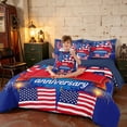 thumbnail image 3 of Manfei USA 250th Anniversary Print King Bedding, Firework Celebration King Bed in a Bag, Blue Red, Navy Reversible 7-Piece, 3 of 6