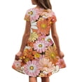 thumbnail image 3 of Binienty Boho Girls Dresses Short Sleeve Comfy Soft Hippie Floral Casual Dress Teen Lightweight Swing Sundress with Pockets Kids Summer Outfits, 3 of 6