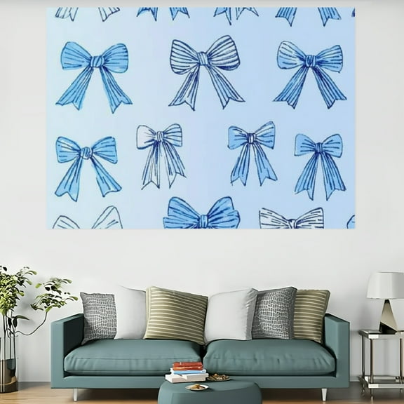 ZFLMY Bows Blue Pattern Wall Hanging 100% Polyester for Bedroom Living Room Dorm Decorative Tapestry 60x40in