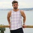 thumbnail image 6 of Zufioo Floral Purple Buffalo Plaid Print Men's Vest, Sleeveless Quick-drying Muscle T-shirt, Suitable for Sports Fitness, Home Leisure Wear-4X-Large, 6 of 7