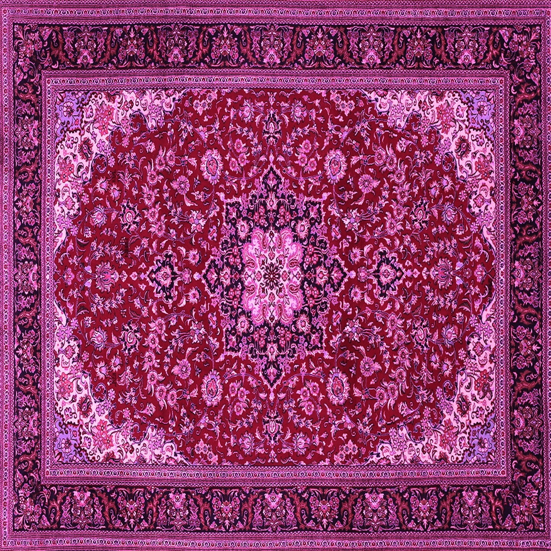 Ahgly Company Indoor Square Medallion Pink Traditional Area Rugs, 7 ...