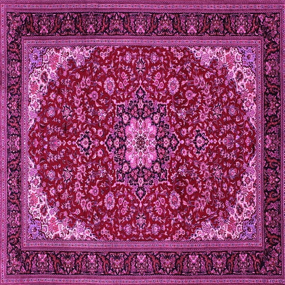 Ahgly Company Indoor Square Medallion Pink Traditional Area Rugs, 8' Square