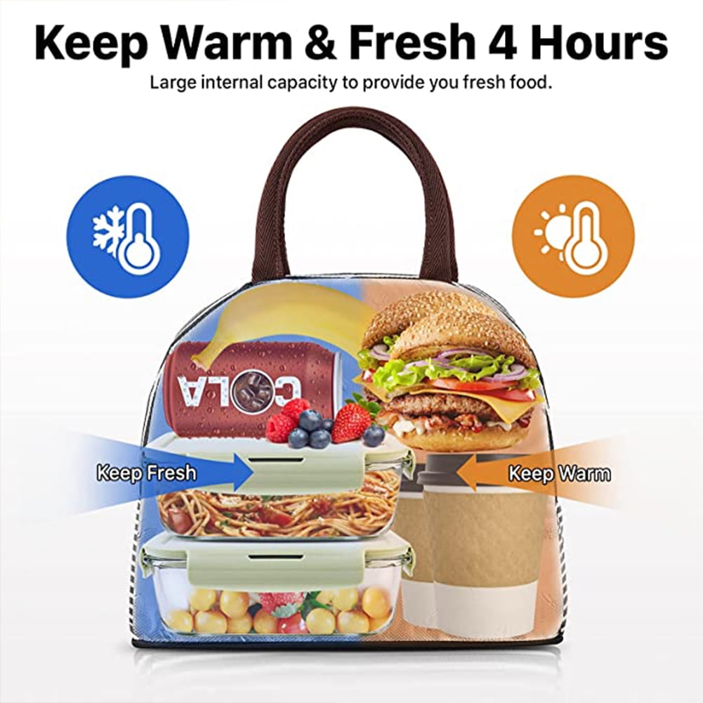 Kepooman Large Drinks Holder Thermal Snacks Organizer Lunch Bag Insulated Lunch Box Wide-Open Lunch Tote Bag for Adults College Work Picnic Hiking Beach Fishing, Black & White Stripes Kepooman Large Drinks Holder Thermal Snacks Organizer Lunch Bag Insulated Lunch Box Wide-Open Lunch Tote Bag for Adults College Work Picnic Hiking Beach Fishing, Black & White Stripes