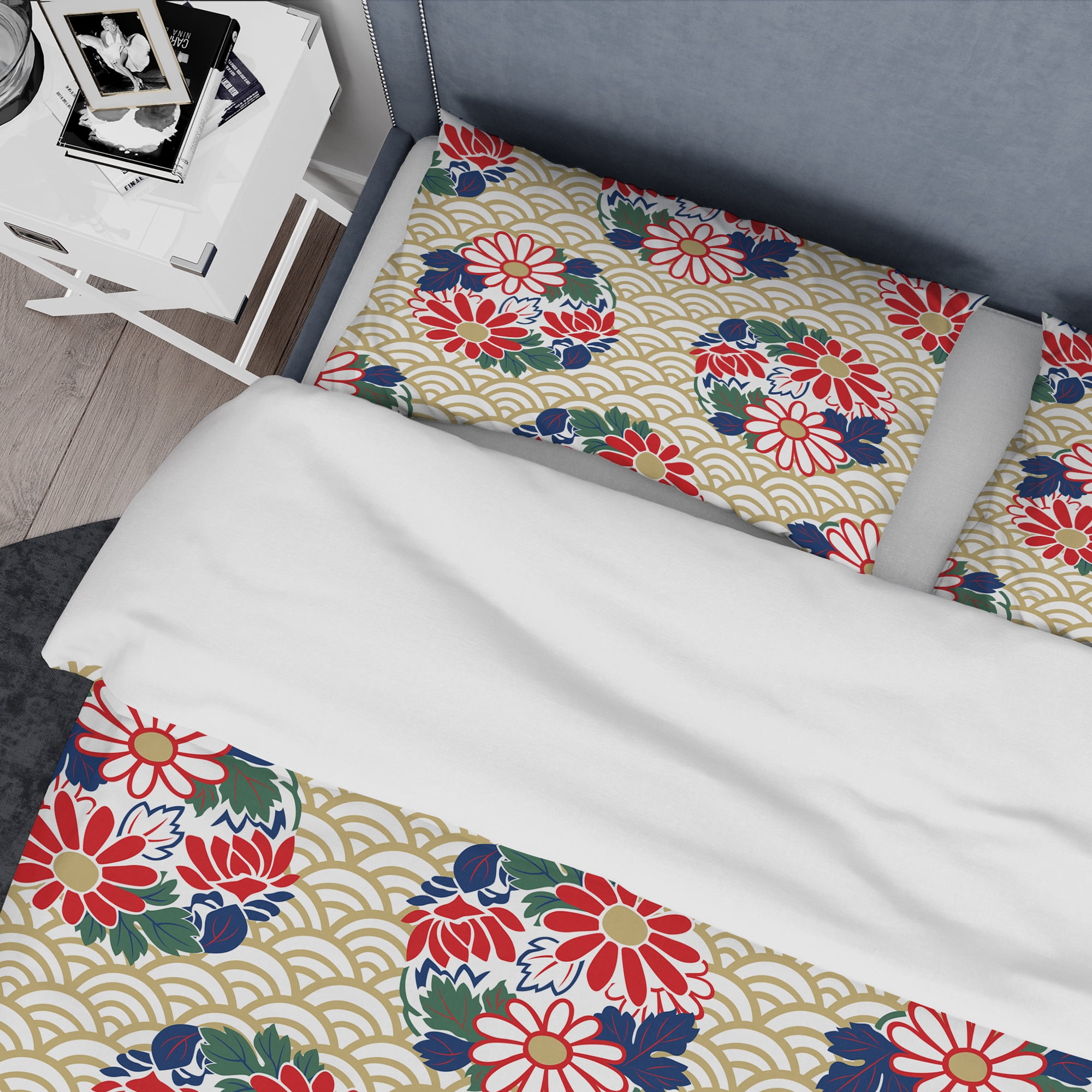 Designart 'Japanese Floral Pattern' Oriental Duvet Cover Set