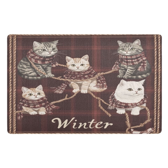 BZSMCE Floor Mats 32x20in Cats Wearing Scarves Creativity Doormats