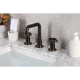 thumbnail image 2 of Kingston Brass KS142RKXNB Webb Widespread Bathroom Faucet with Knurled Handle and Push Pop-Up Drain, Naples Bronze, 2 of 8