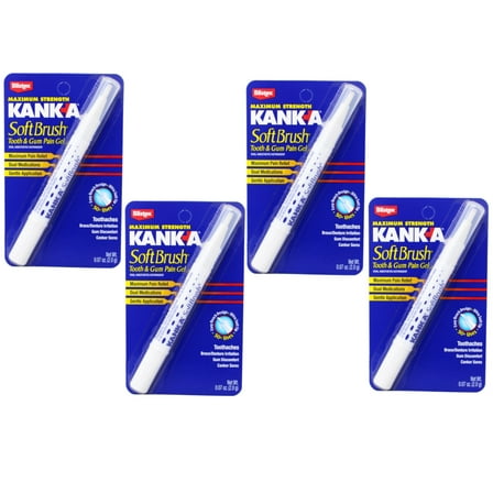 Kank-A Soft Brush Tooth/Mouth Pain Gel Professional Strength, 0.07 oz (Pack of 4)