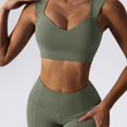 thumbnail image 4 of Gibobby Conjunto de entrenamiento para mujer Conjunto de chaleco de yoga desnudo de secado rápido de color sólido para mujer Conjunto de ejercicio de yoga par(Verde,XL), 4 of 4