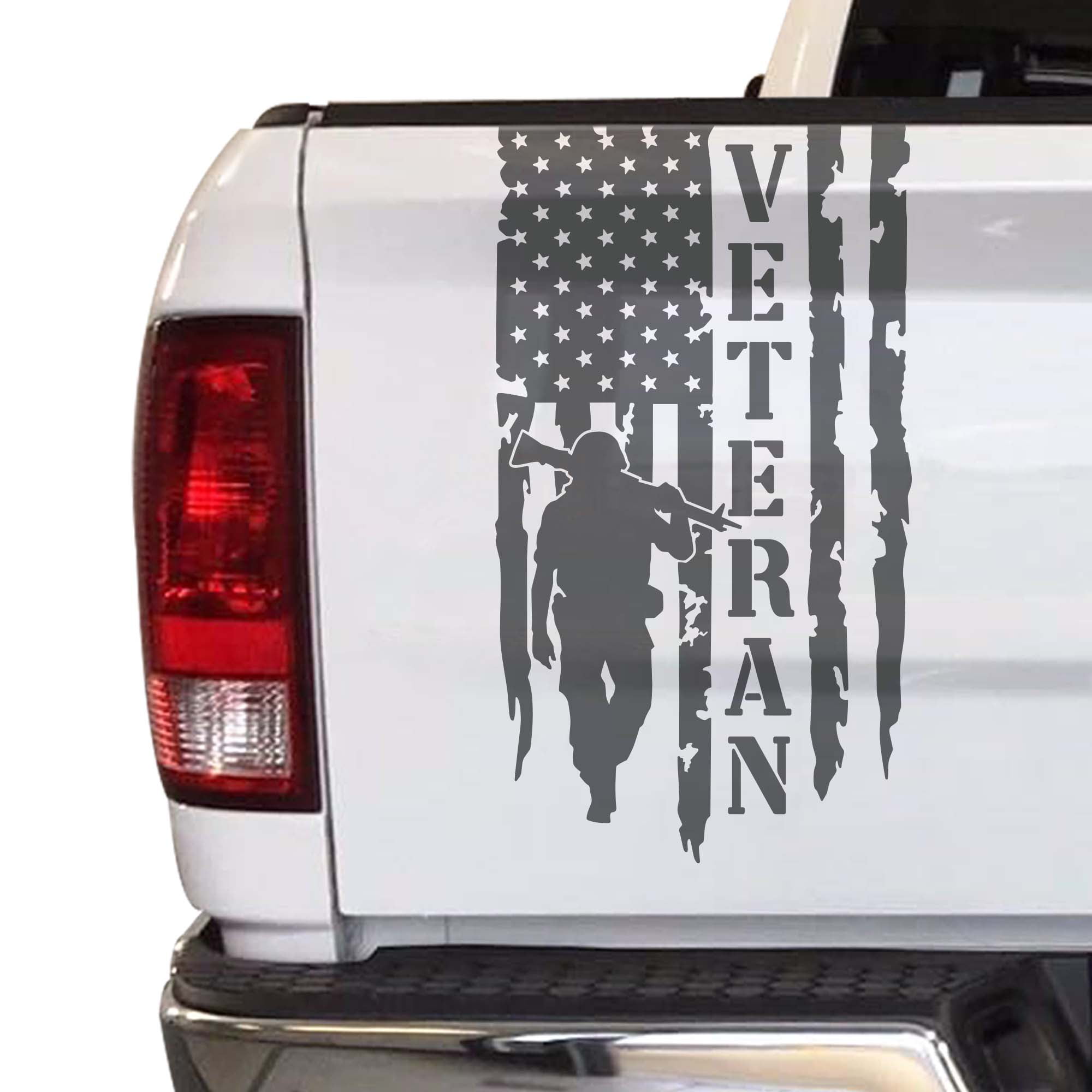 Veteran Soldier Retired Distressed American USA US Flag Truck Tailgate ...