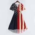 thumbnail image 5 of Elowen American 250th Anniversary Dresses for Women V-Neck Short-Sleeve Printed Casual Summer Dress Red M, 5 of 6
