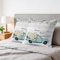 thumbnail image 6 of 16x16 Pillow Covers Set of 2, Spring Daisy Square Throw Pillow Covers for Couch/Sofa/Living Room, White Flowers Country Car Farmhouse Wood Grain Decorative Soft Pillowcases for Couch Throw Pillows, 6 of 9