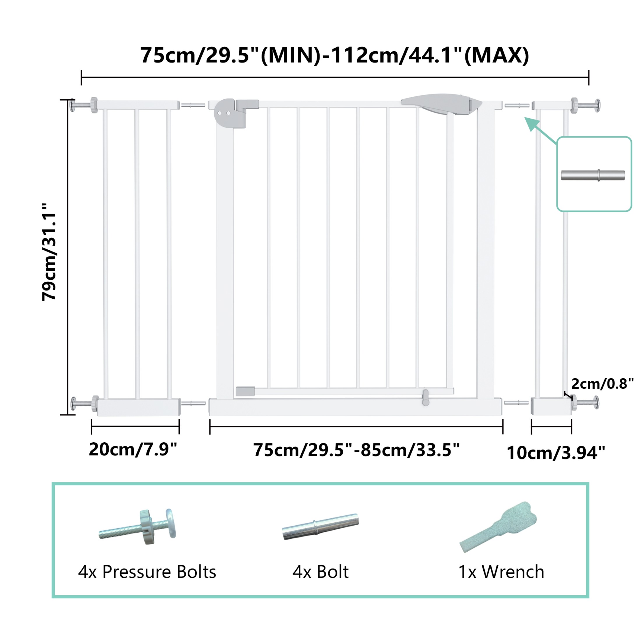 Alvantor Adjustable Pressure Mounted Safety Baby Gate photo 5