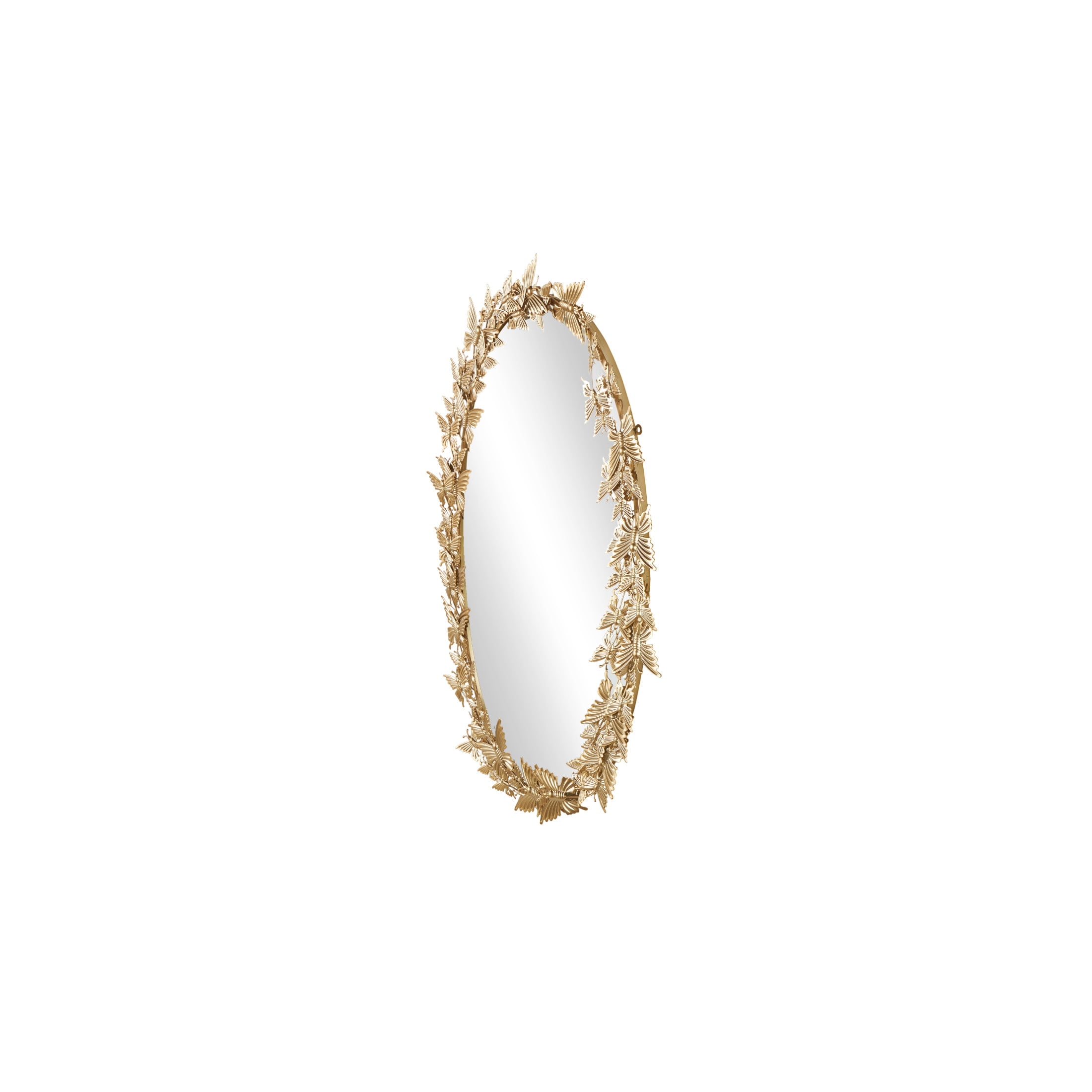 DecMode 19" x 33" Gold Oval 3D Butterfly Wall Mirror