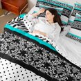thumbnail image 4 of Feelyou Mandala Tribal Damask Bedding Comforter Set 7pcs, Leopard Cheetah Print King Bedding Sets, Cyan Cycle Polkadots Reversible Bed Sheets, Microfiber Bedroom Decor, 4 of 7