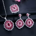thumbnail image 5 of Multi Color Rainbow CZ Ring Flower Pendent Necklace Earrings Party Jewelry Set, 5 of 9